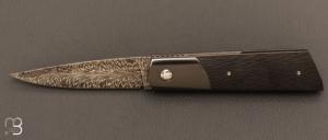 Custom “Gentleman” knife by Stéphane Sagric - Fatcarbon® Sidecut and feather damascus blade by Tim Bernard