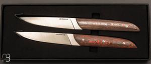 Coffret de 2 couteaux  steak " Le Table carbone & Co " par LEPAGE - Fatcarbon Mars Valley / Unicopper et 12C27