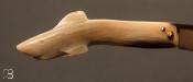 Couteau le grand Capucin corne blonde sculpture "Requin" par Cognet
