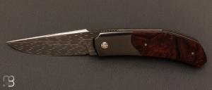Custom “Rocket” knife by Stéphane Sagric - Ironwood and Zirconium - Starfire Damascus