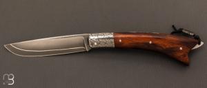   Couteau  "  Armen " custom par Erwan Pincemin - Bois de fer et mitres damas de Philippe Ricard
