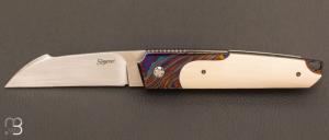 Custom “Azimut” knife by Stéphane Sagric - Mammoth Ivory/ZircuTi and RWL-34