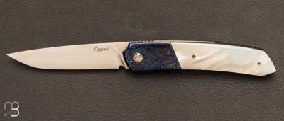 "Intermezzo" custom folding knife by Stéphane Sagric - Mother-of-pearl and ZircuTi