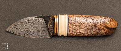Couteau " Petit Mrse' " de Benoit Maguin - Damas 180 couches et os de morse fossile