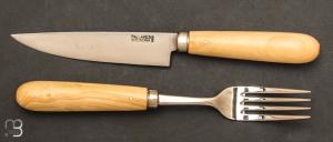  Couteau de table + fourchette Pallars Solsona buis - 12 cm - INOX