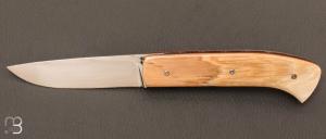 Couteau " custom " pliant ivoire de mammouth et RWL-34 par Jol Grandjean