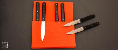 Set of 6 9.47 table knives with black handle by Perceval REF HB_94706.N