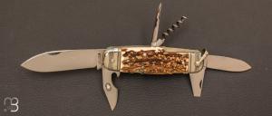 Couteau " Bouledogue " Issard Inox - bois de Cerf - 6 pices