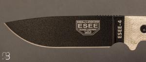 Couteau fixe " Model 4 Black Blade 3D Green Canvas Micarta " par Esee - E4PB017