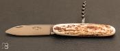 Couteau de poche modle "Navette" 2 pices par Berthier - Bois de Cerf et lame inoxydable
