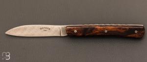 Couteau de poche modle "Zen" par Berthier - bois de fer et lame damas inoxydable