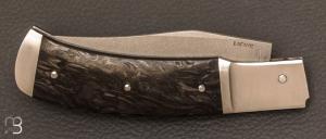 Couteau " custom " en fibre de carbone damas par Vincent Lafaye