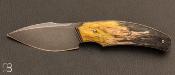 Couteau custom pliant par David Lespect - Bouleau madr stabilis et RWL34 stonewashed