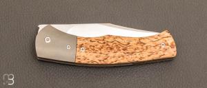  Couteau "  custom " liner-lock bouleau et RWL34  par Emmanuel Lebrun