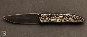 Couteau custom liner lock maillechort grav maill et 90mcv8 de Berthelemy Gabriel - La Forge Agab