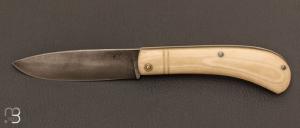  Couteau custom pliant  cran carr - Micarta blanc - Pierre Henri Monnet