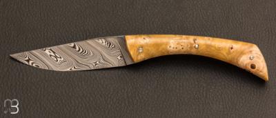 Couteau de poche Ardéchois de collection Loupe de buis et damas