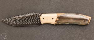 Couteau  "  custom " ivoire de mammouth et damas de Berthelemy Gabriel - La Forge Agab