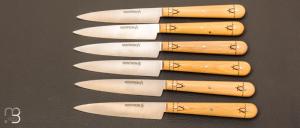 Bote de 6 couteaux de table en buis par Nontron