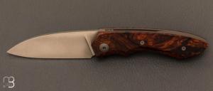 Couteau  "  Chevche" liner-lock par Nicolas Kowal - Bois de fer d'Arizona et lame en RWL34