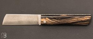 Couteau " Snard  " par Tom Fleury - Ebne royal et Suminagashi