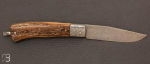 Couteau "  Talar  " pliant ivoire de mammouth et damas météorite de Anthony Brochier