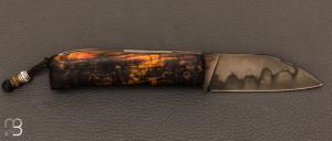 Couteau custom liner lock bois de carélie et Shirogami de Garaboux Jean Philippe - Les couteaux de Pi