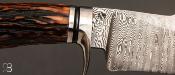  Couteau  "  Tsavo " fixe de Samuel Lurquin cerf sambar et lame damas