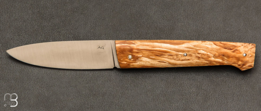 Couteau de poche AG335 bouleau stabilisé par Adrien Giovaninetti