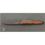 Couteau de poche l'Épicurien lame damas avec agrafe Liner 12cm Bois de Fer
