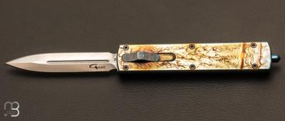 Couteau de poche automatique Golgoth - aluminium noir et titane anodis - G12-1667