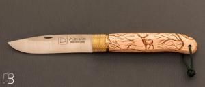   Couteau de poche José Da Cruz " Décalé collection " en bois de hêtre - Modèle "CERF"