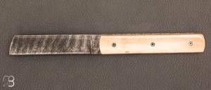 "20/20" knife in mammoth ivory and damascus blade by Le Fidle