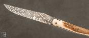 Couteau de collection Laguiole 12 cm Damas et Mammouth par Rozelier Fabien- Ty Coutelier