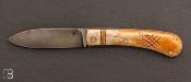 Couteau de poche  cran carr - bois de cerf - Pierre Henri Monnet