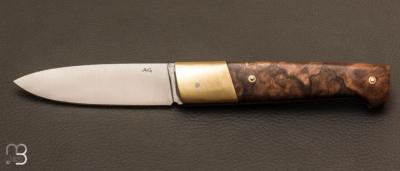 Couteau de poche AG335 noyer stabilis et laiton par Adrien Giovaninetti