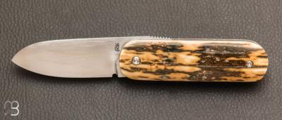 Couteau " Bouledogue " pimontais ivoire de mammouth de Richard Ciachera