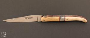  Couteau  "  Pice unique " Laguiole en Aubrac 12 cm manche en ivoire de mammouth avec mitre centrale