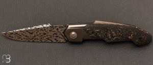    Couteau  "  Liner-Lock " custom par Romain Lopez - Zirconium / Fibre de carbone or