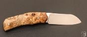 Couteau " Mini Badablaow  " en loupe de peuplier stabilisée et D2 par Romain Bignon