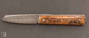 Couteau de poche Pimontais de Richard Ciachera - Ivoire de mammouth et damas