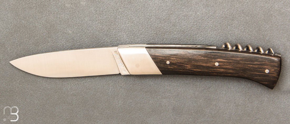 Rhôdanien knife ebony handle with bolster and corkscrew