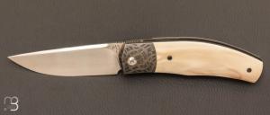  Couteau  "  Xou " custom par Maxime Belzunce - Ivoire de phacochre et lame en RWL34