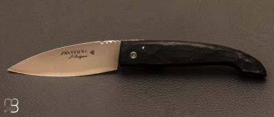  Couteau Arigeois Corne Noire  facettes lame en RWL-34