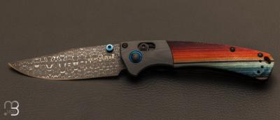 Couteau BENCHMADE Mini Crooked River - Gold Class - Chad Nichols Damascus