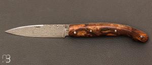 Couteau "  Peyrecave  " racine d'glantier stabilise et lame damas carbone par Jean-Paul Tisseyre