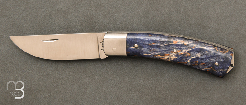 Couteau de poche petit Berger Manche bois stabilisé bleu
