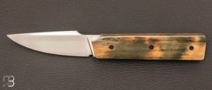 Couteau  " Art Dco " custom ivoire de mammouth et RWL-34 par Christophe Arbogast