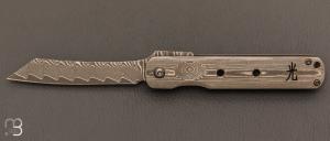 Couteau de poche Pointe rasoir damas par Hikari HK106BY