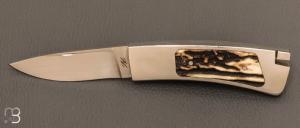  Couteau de poche bois de cerf pompe arrire par Emile Bach Van Ben
